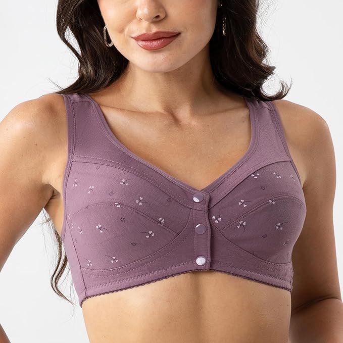 Buy 1 Get 2 FREE: Jersey Cotton Wireless Front-Button Bra!