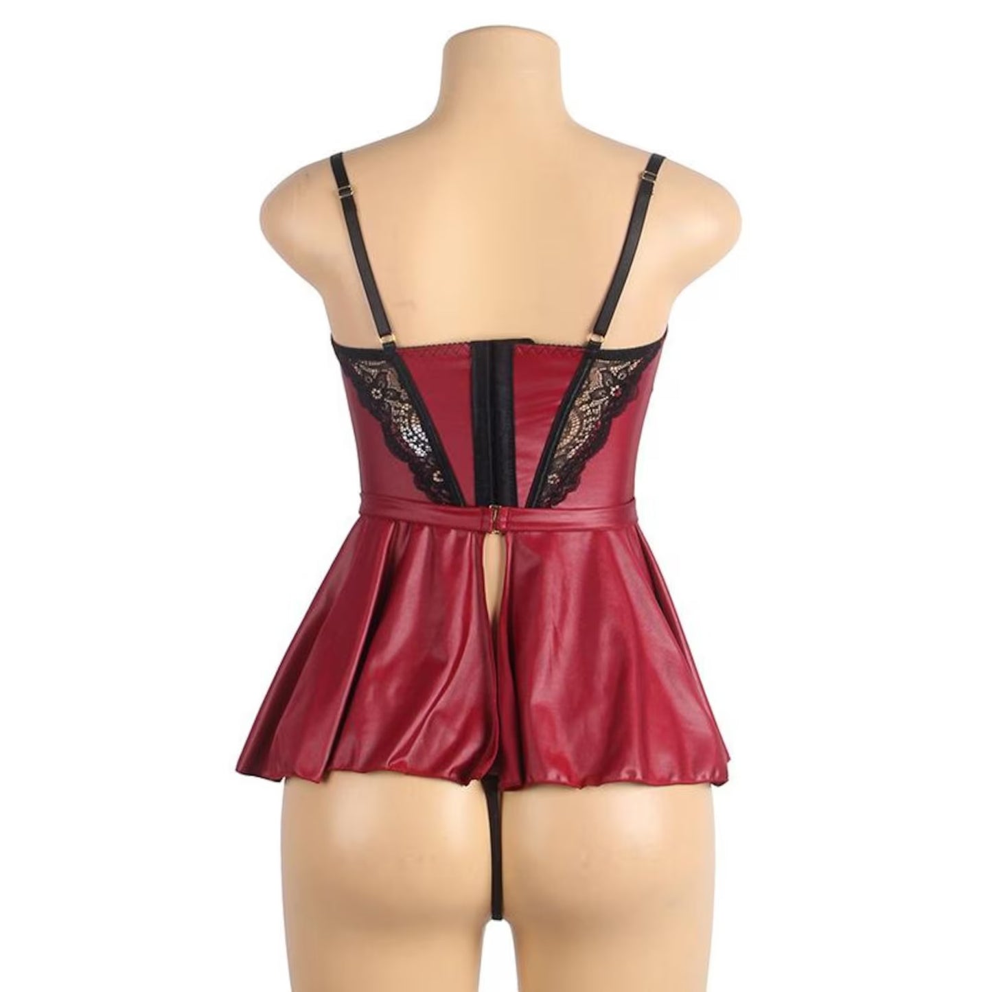 Valentine'sSatin Lace Peplum Lingerie Set