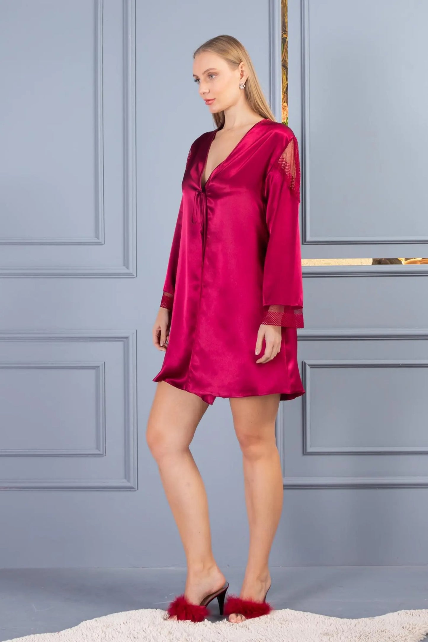 Burgundy Satin Luxury Nightgown