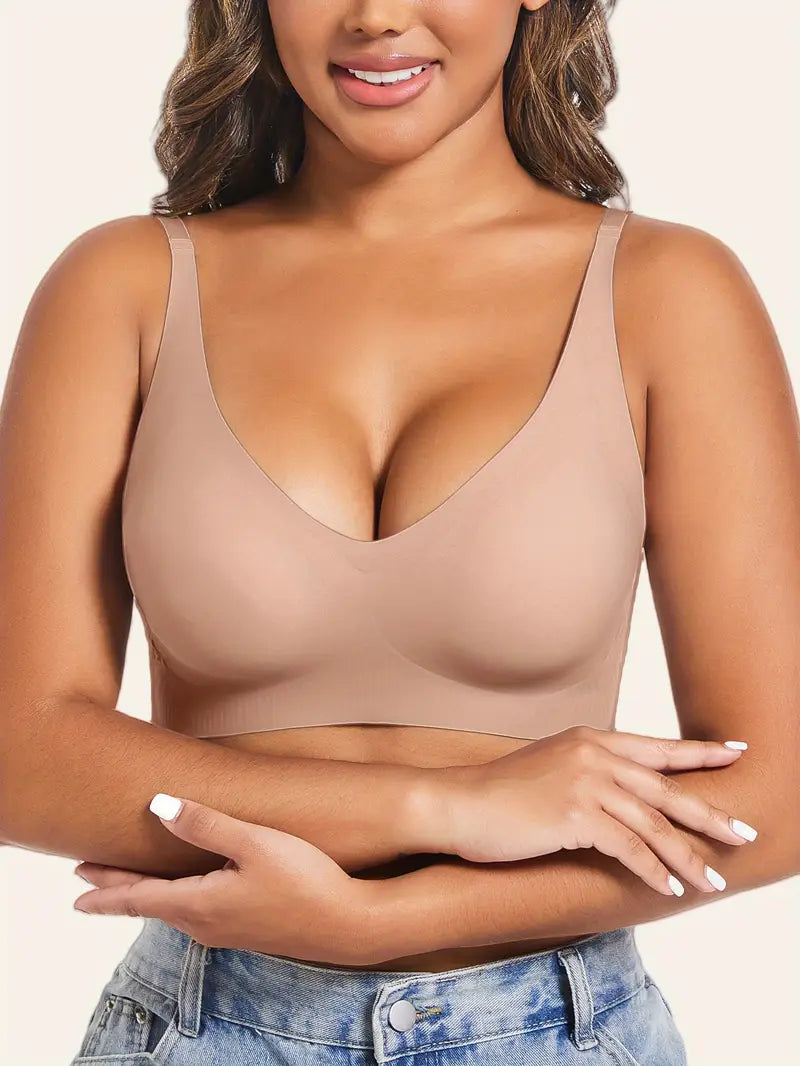 Soft Breathable Bra with Removable Pads, Minimalist Solid Color Underwear Top ( Pack Of 3)