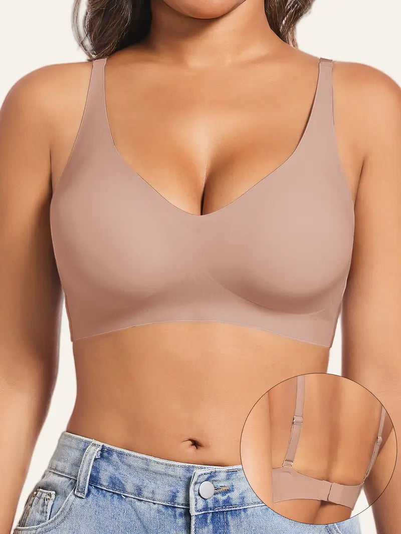 Soft Breathable Bra with Removable Pads, Minimalist Solid Color Underwear Top ( Pack Of 3)