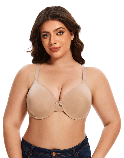 Pack of 3, Curvy Lightly Padded T-Shirt Bra -Beige