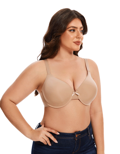 Pack of 3, Curvy Lightly Padded T-Shirt Bra -Beige