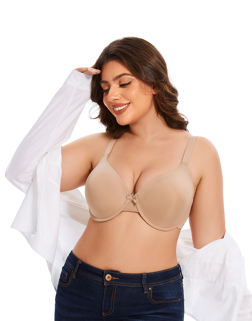 Pack of 3, Curvy Lightly Padded T-Shirt Bra -Beige