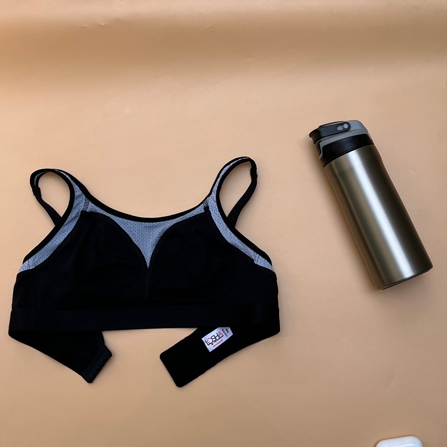 Pack of 3 cotton double layered medium to high impact sports bra-Black