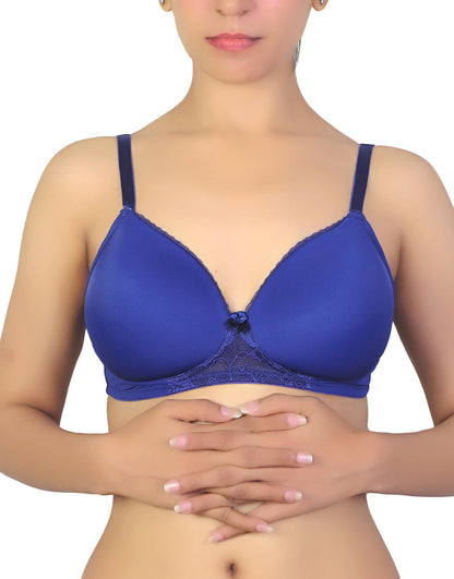 Pack of 3, Wireless Go To T-Shirt Bra With a Touch Of Lace-BLUE DEPTHS