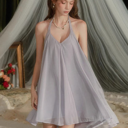 Sexy  Halter Babydoll Sleepwear | Backless A-Line Mini Nightdress for Women