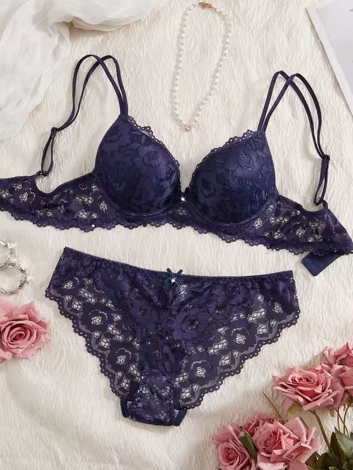 Rhinestone Lace Push-Up Set