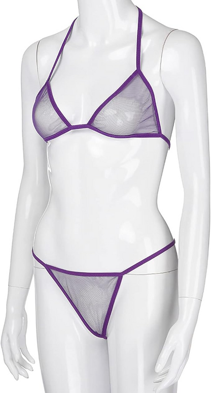 Elegant Sheer Lace Lingerie Set – 3-Piece Mesh Robe, Bra & Panty