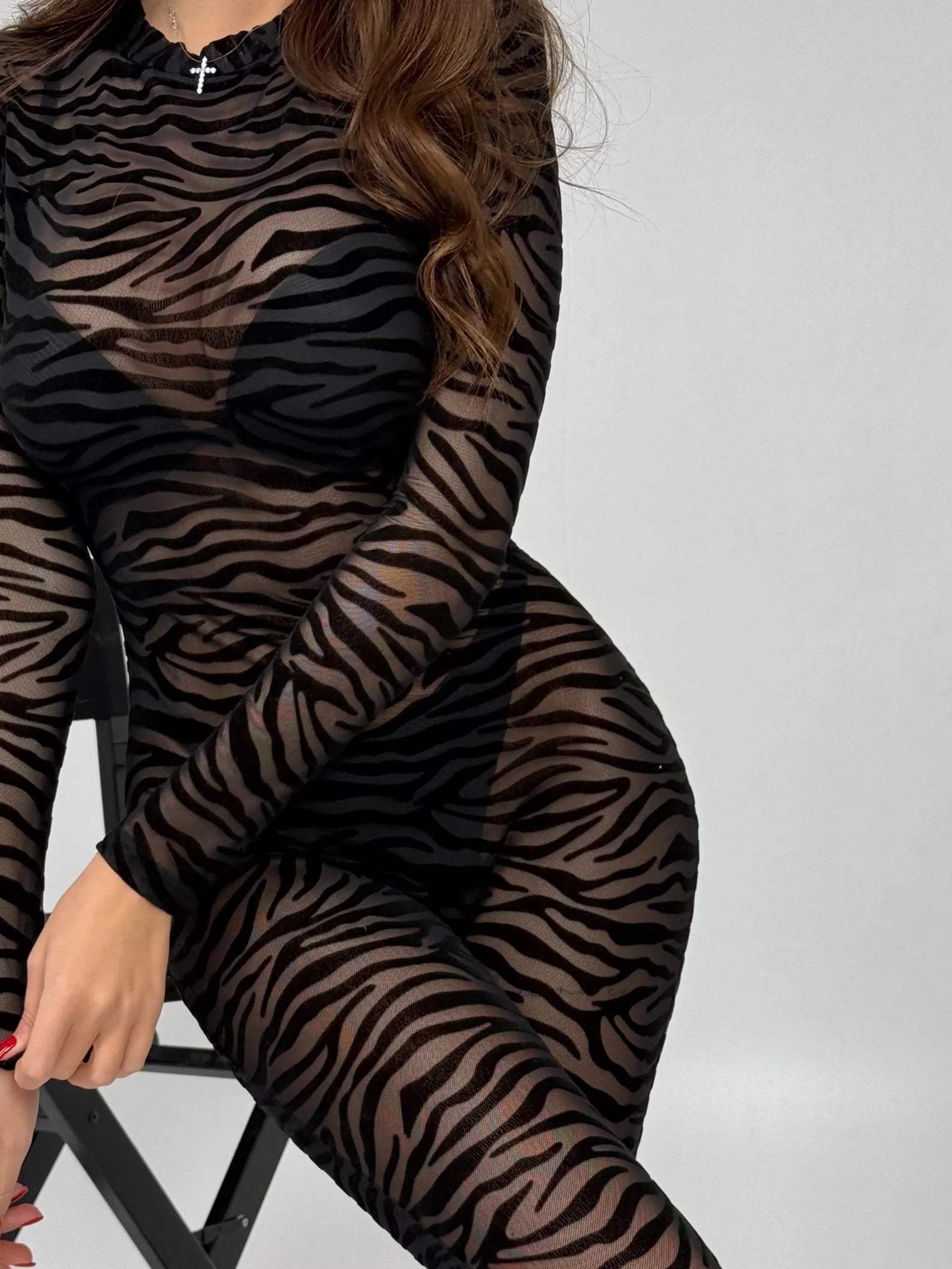Made-to-Fit Black Velvet Bodysuit with Gloves