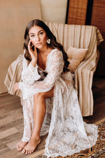 White bridal sheer nightgown
