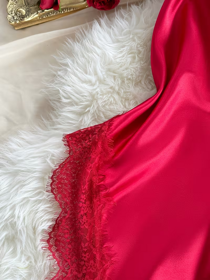 Long Lace Patchwork Comfortable Ruffled Nightgown