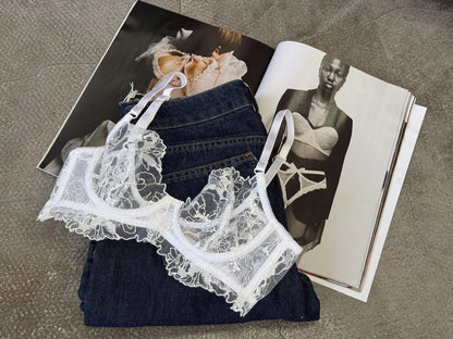 White sheer floral lace  set ( Buy 2 Get 1 Free )