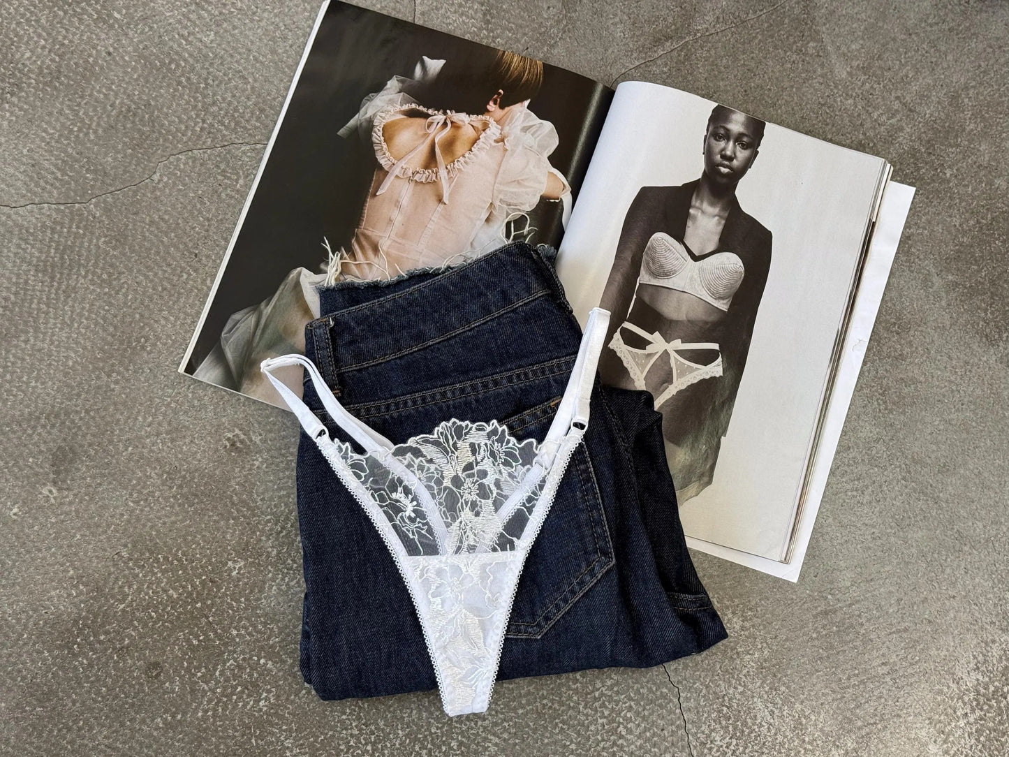 White sheer floral lace  set ( Buy 2 Get 1 Free )