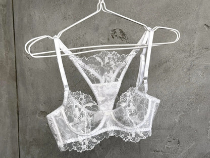White sheer floral lace  set ( Buy 2 Get 1 Free )