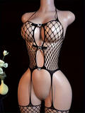 Semi-Sheer Mesh Bodysuit with Thigh Chains