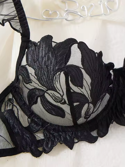 Black Floral Embroidery 2-Piece Set
