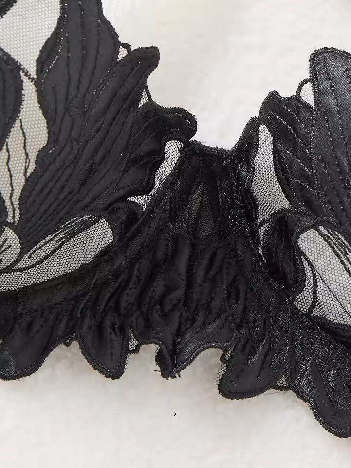 Black Floral Embroidery 2-Piece Set