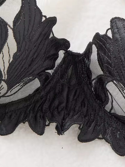 Black Floral Embroidery 2-Piece Set