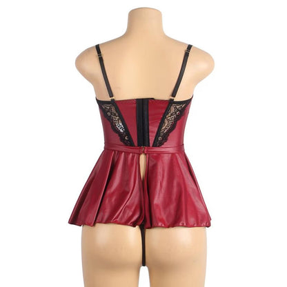 Valentine'sSatin Lace Peplum Lingerie Set