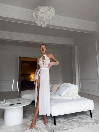 Lace Nightgown with Soft Mesh