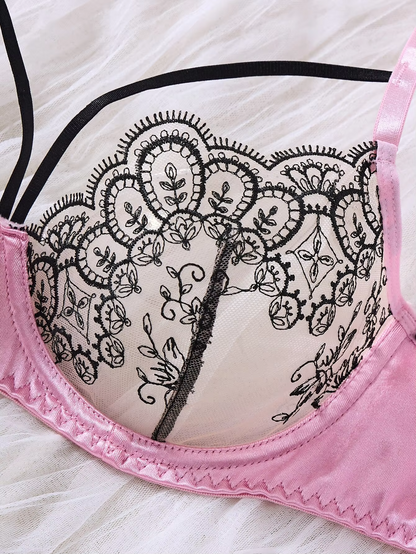 Pink Contrast Lace 2-Piece Set